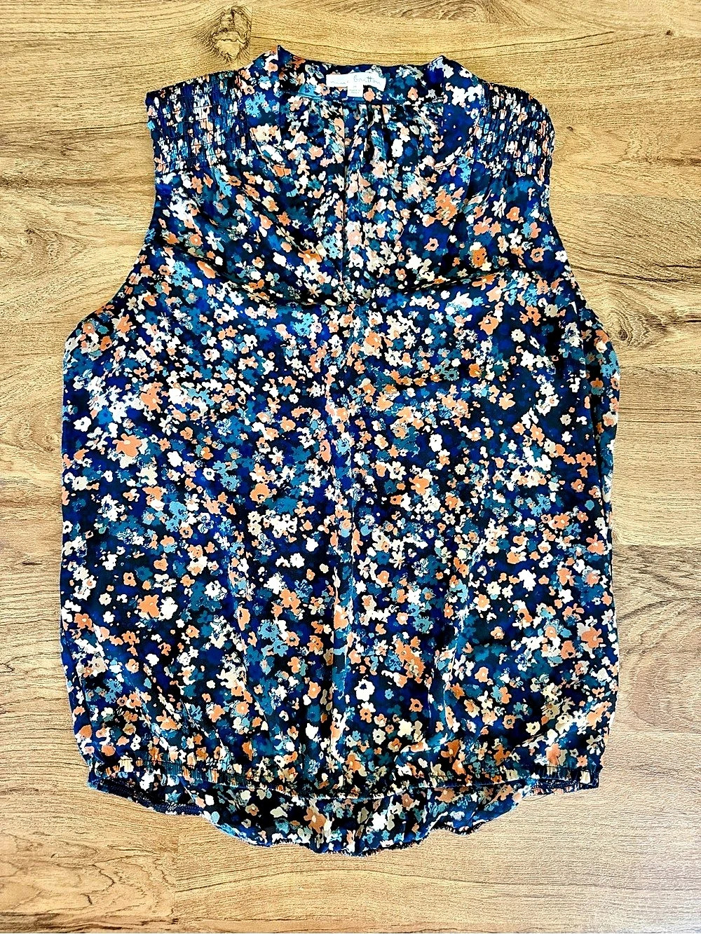 Nine Britton Kendall V Neck Woven Tank Blue & Multi-floral Medium
